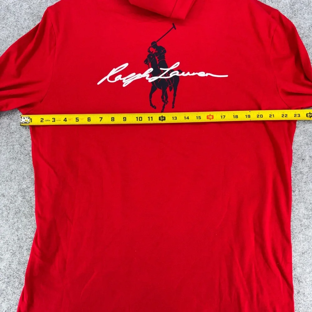 Polo Ralph Lauren Mens Red Big Pony Logo Long Sleeve Hooded T-Shirt Large